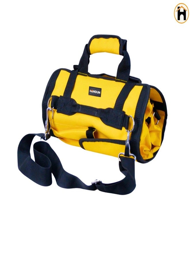 Homdum Tool Bag Tools Storage Bag Portable Roll Up,Heavy Duty Tool Organizer with 4 Zipper Pocket & 2 Detachable Tool Pouch waterproof for Electrician Plumber Technician Nylon Matrial(Yellow/Black) - Image 2